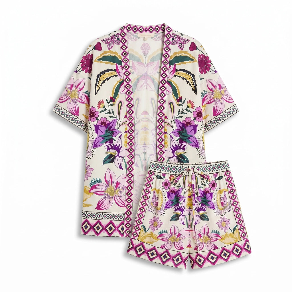 Paula Printed Set - Color:Violet;Size:XS