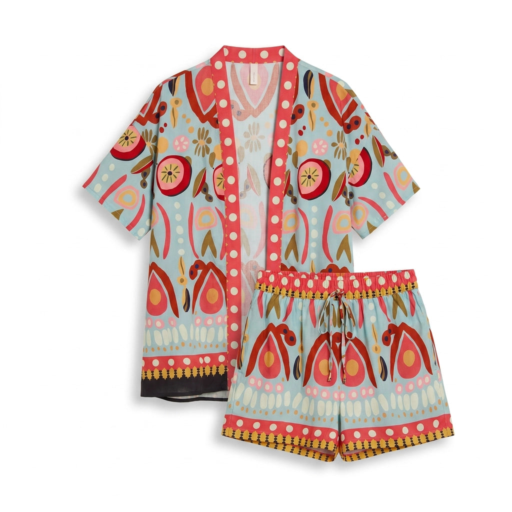 Paula Printed Set - Color:Watermelon Red;Size:XS