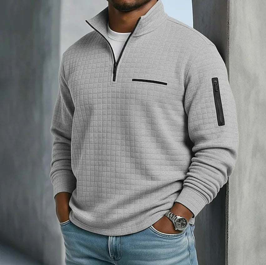 Paxton | Men's Quilted Quarter-Zip Sweater - Color:Gray;Size:XS
