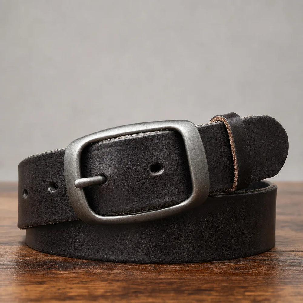Pearce Leather Buckle Belt - Color:Black;Length (CM):105 cm