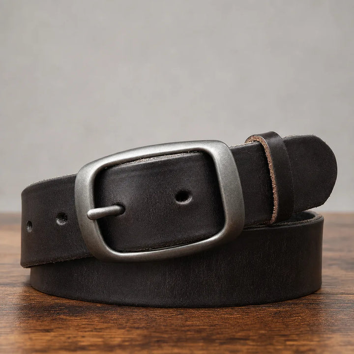 Pearce Leather Buckle Belt - Color:Black;Length (CM):105 cm