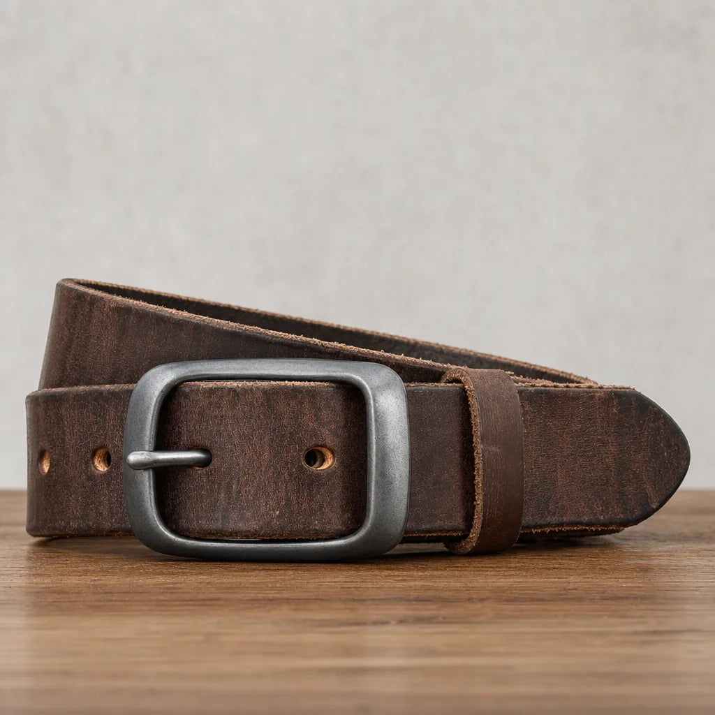 Pearce Leather Buckle Belt - Color:Brown;Length (CM):105 cm