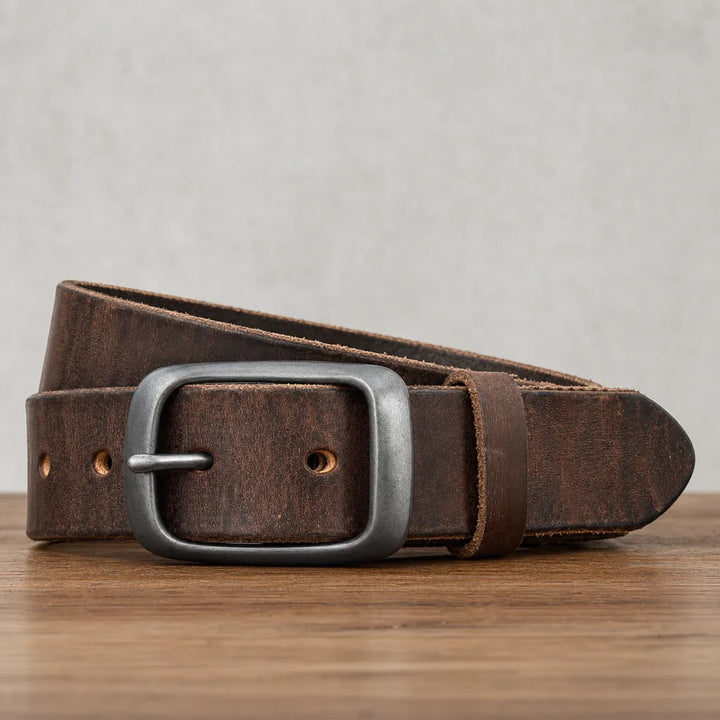 Pearce Leather Buckle Belt - Color:Brown;Length (CM):105 cm
