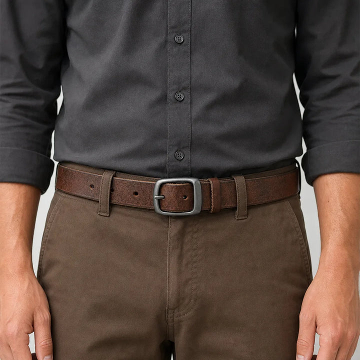 Men's Brown Pearce Leather Buckle Belt