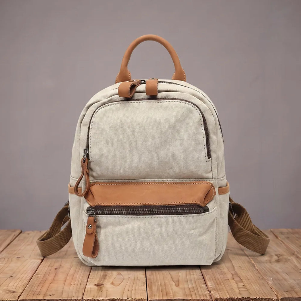 Pearl | Mens Canvas Travel Backpack - Color:Beige