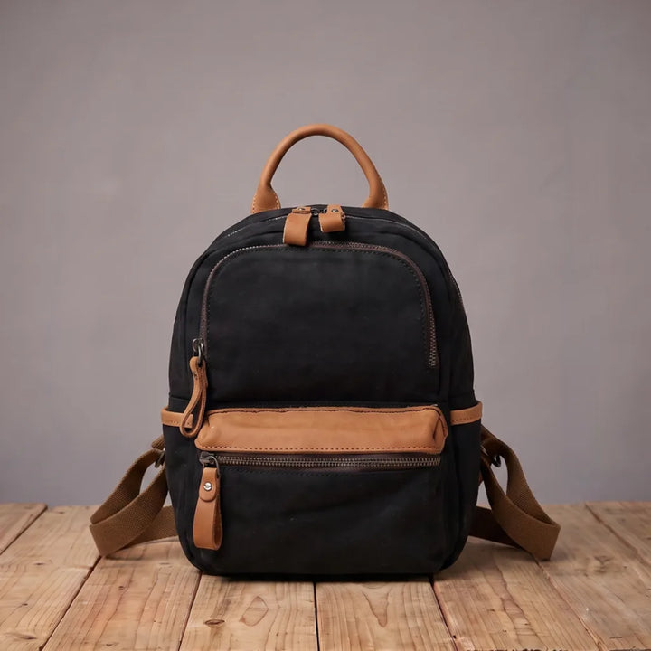 Pearl | Mens Canvas Travel Backpack - Color:Black