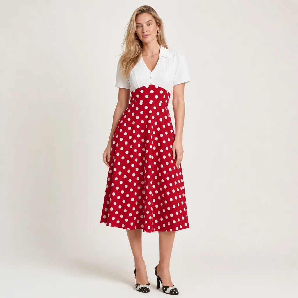 Red Danforth Polka Dot Midi Dress 1
