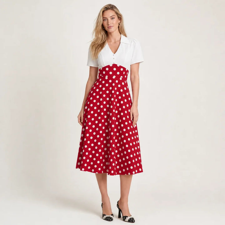 Red Danforth Polka Dot Midi Dress 1