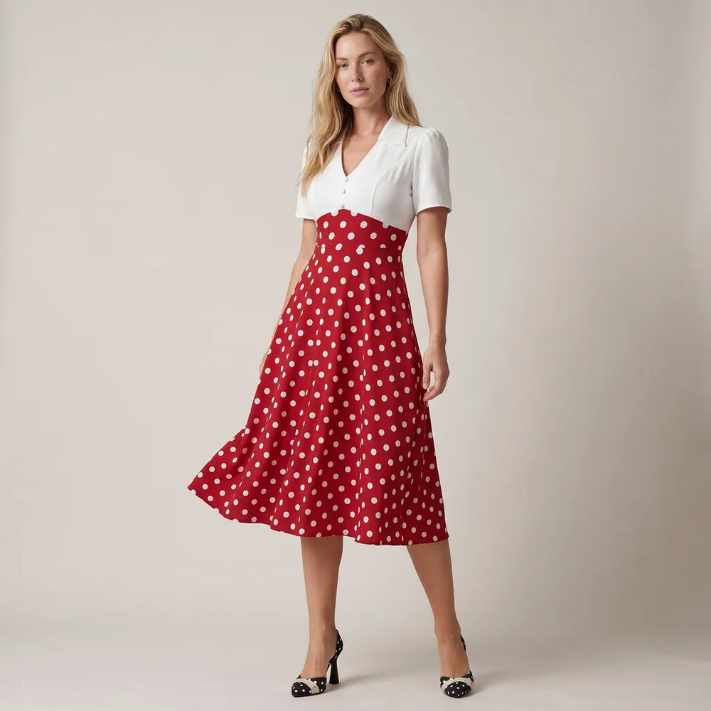 Red Danforth Polka Dot Midi Dress 2