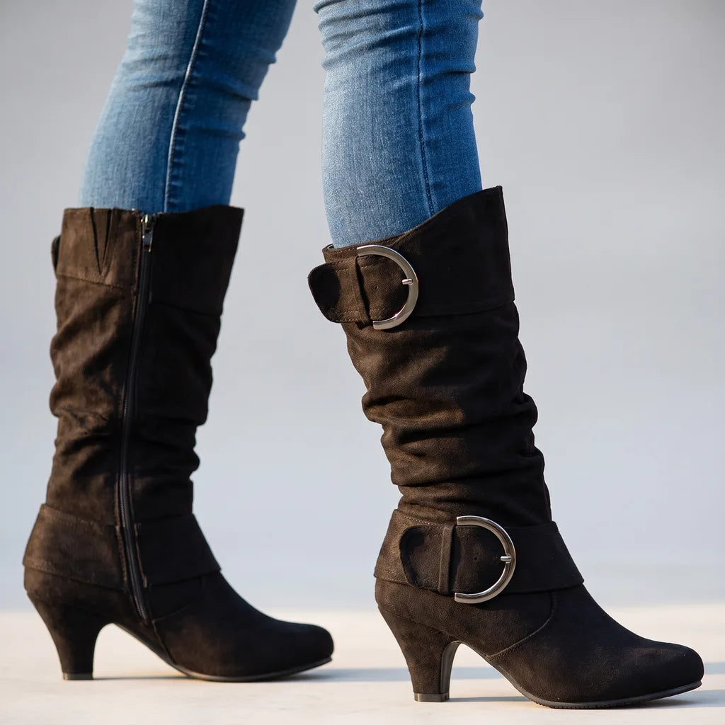 Peggy | Women's Western Buckle Boots - Color:Black;Size:36