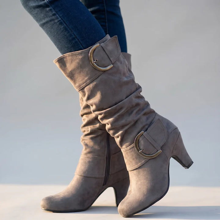 Peggy | Women's Western Buckle Boots - Color:Gray;Size:36