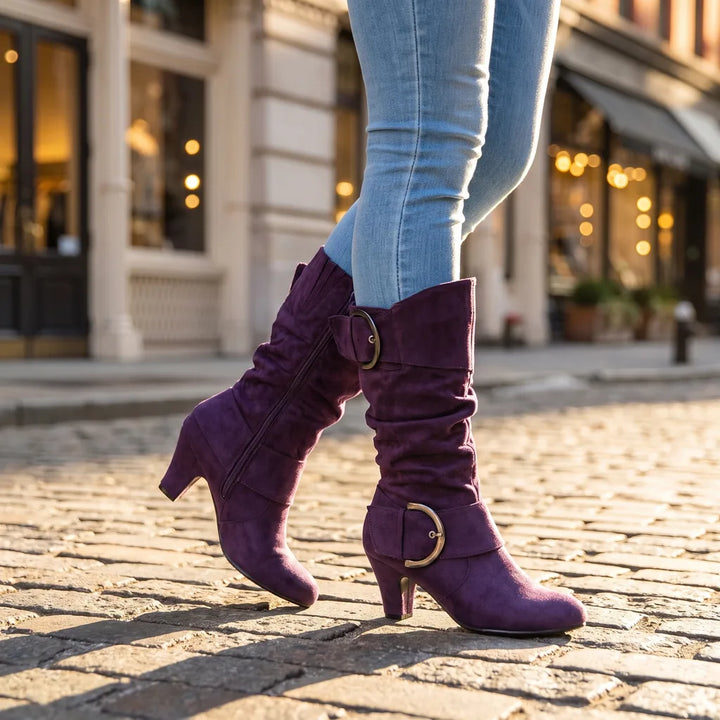 Women's Brown Forsythe Buckle Knee Boots