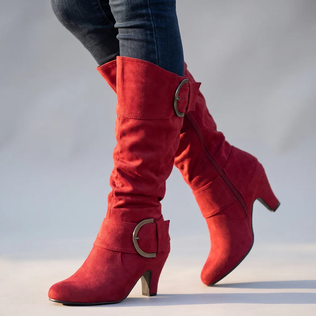 Peggy | Women's Western Buckle Boots - Color:Red;Size:36