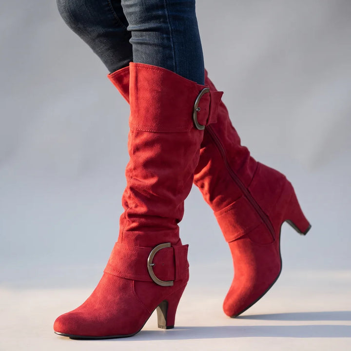 Peggy | Women's Western Buckle Boots - Color:Red;Size:36