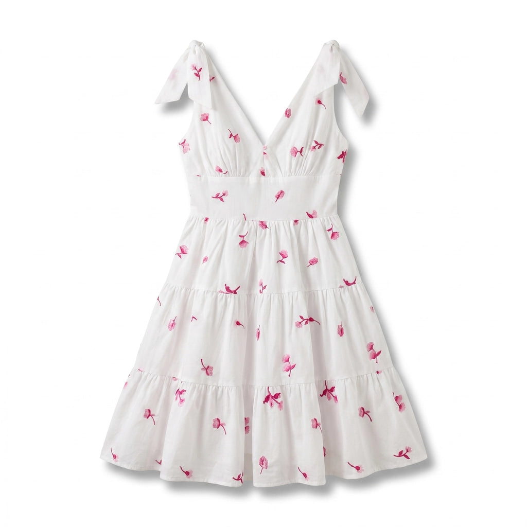 Penelope V-Neck Mini Dress - Color:Red Floral;Size:XXS