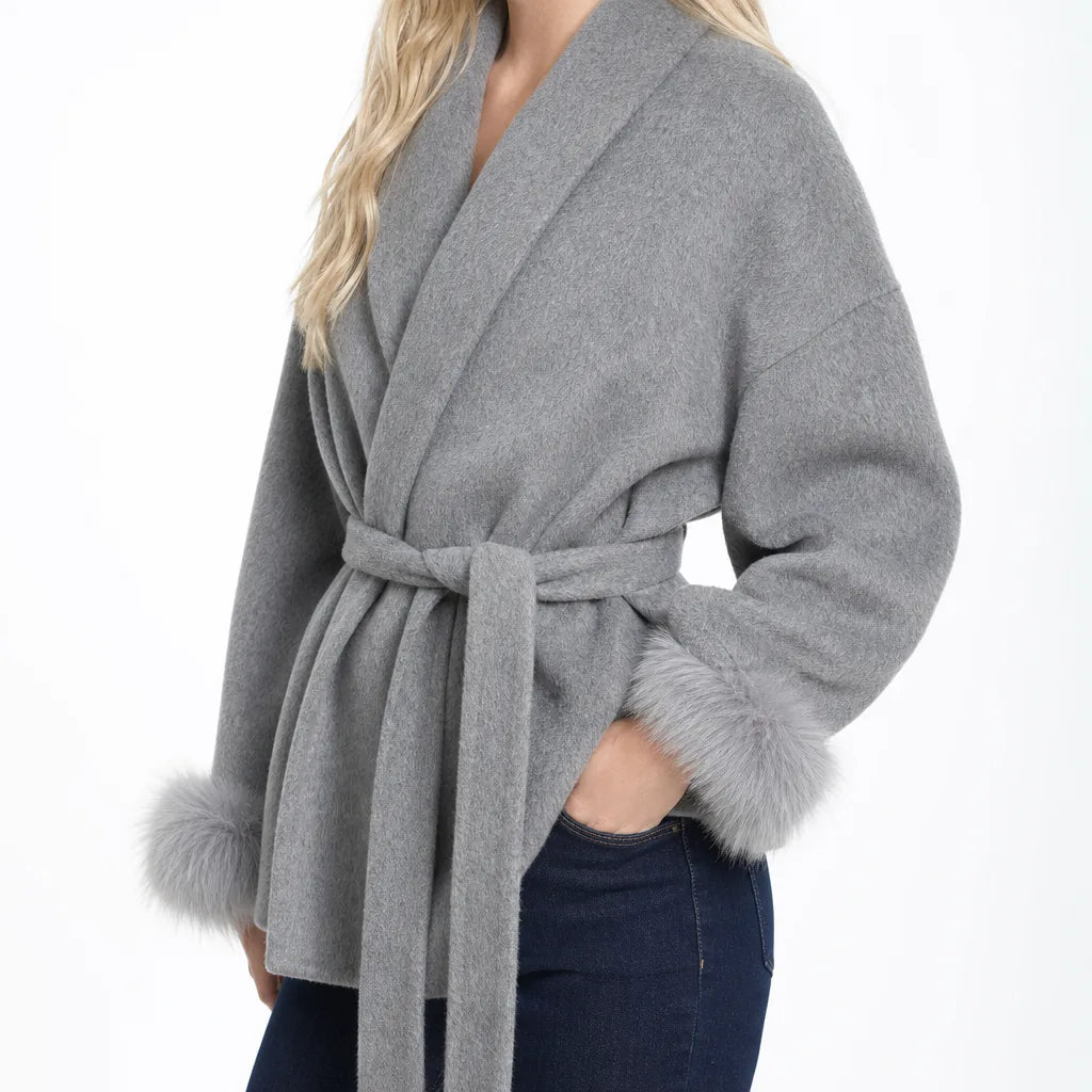 Women's Gray Stockton Wool Wrap Coat
