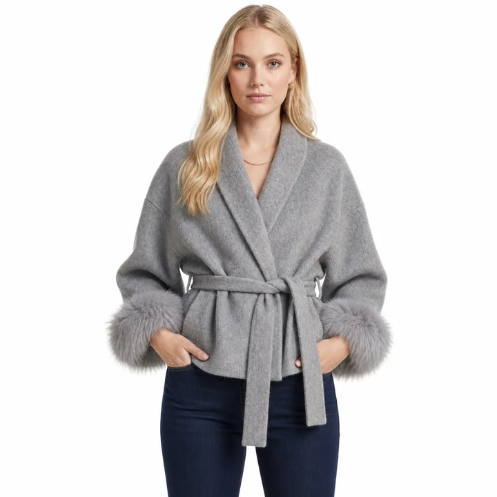 Women's Gray Stockton Wool Wrap Coat