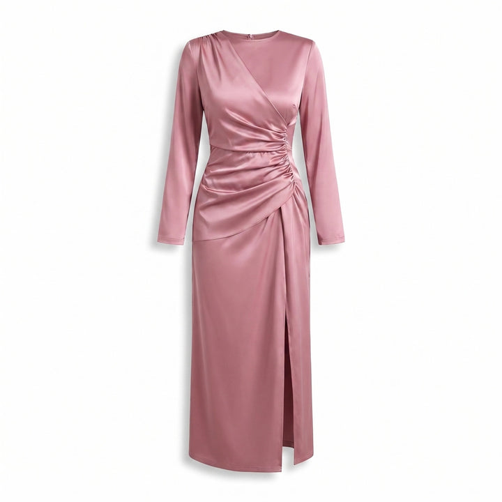 Petra Satin Midi Dress - Color:Pink;Size:XS