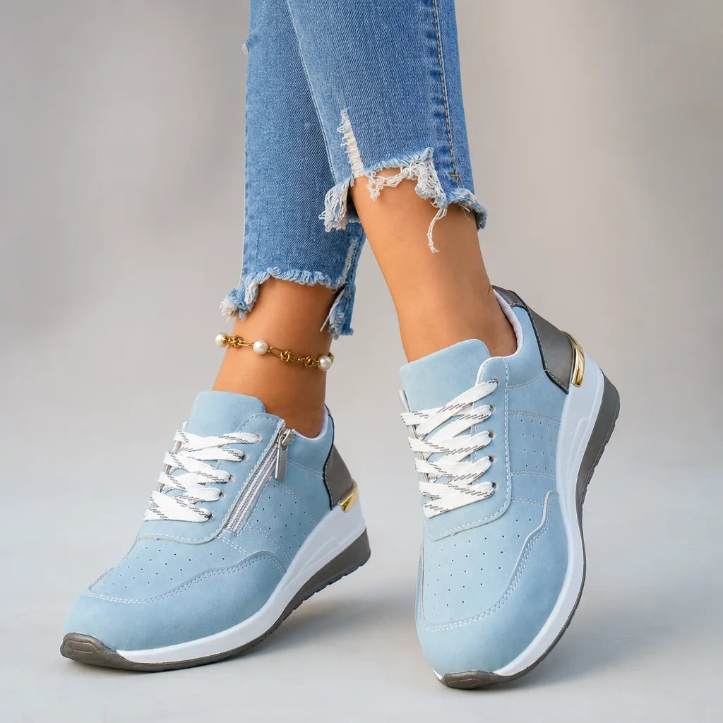 Petra Wedge Zip Sneakers - Color:Light Blue;Size:37