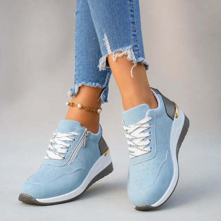 Petra Wedge Zip Sneakers - Color:Light Blue;Size:37