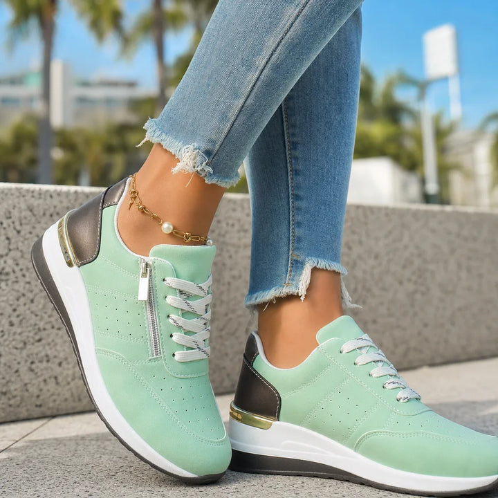 Light Green Petra Wedge Zip Sneakers 1