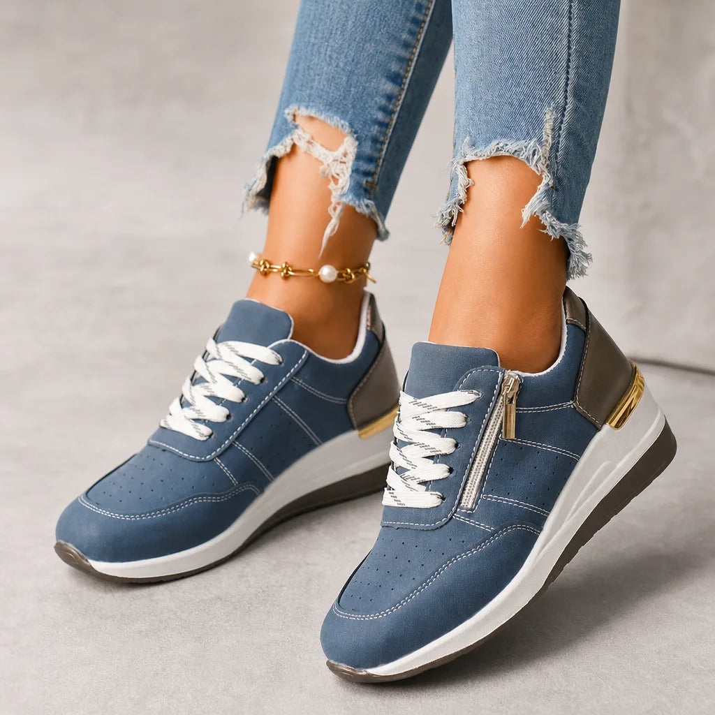 Petra Wedge Zip Sneakers - Color:Navy;Size:37