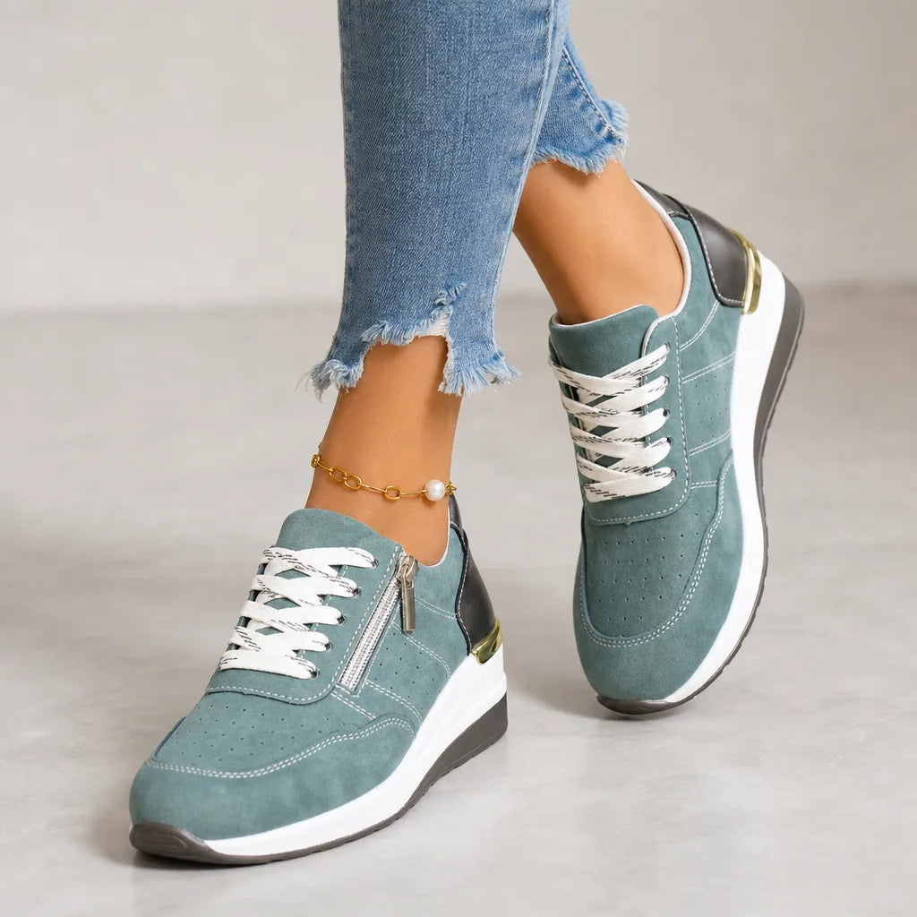 Petra Wedge Zip Sneakers - Color:Peacock Blue;Size:37