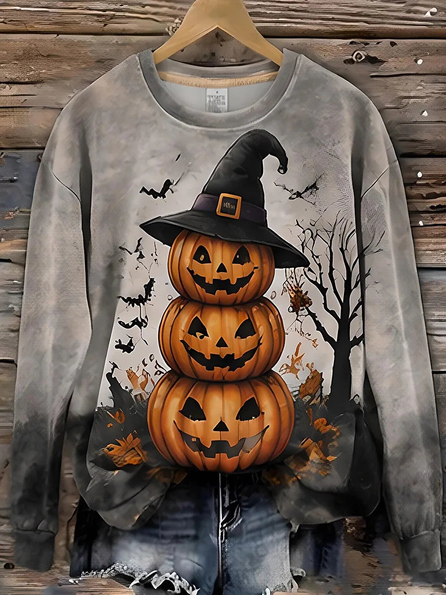 Pettigrew | Women's Halloween Print Sweatshirt - Size:XS;Color:Grey