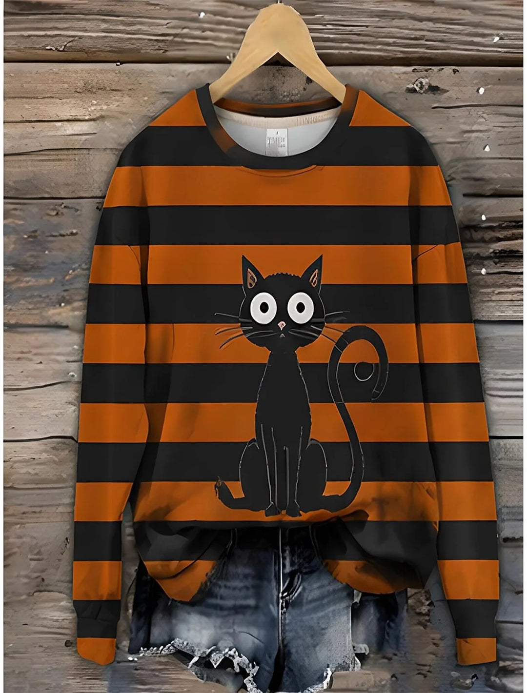 Pettigrew | Women's Halloween Print Sweatshirt - Size:XS;Color:Orange
