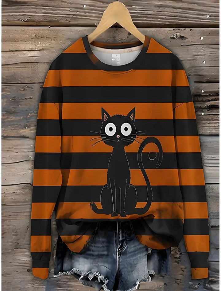 Pettigrew | Women's Halloween Print Sweatshirt - Size:XS;Color:Orange