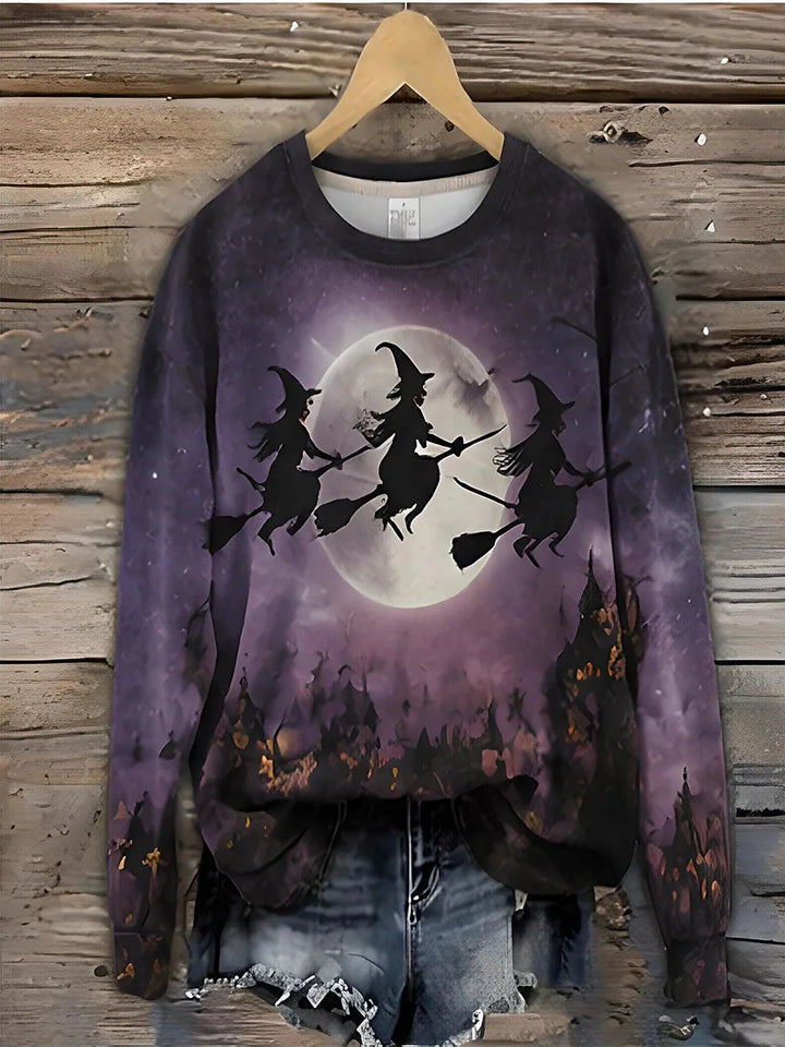 Pettigrew | Women's Halloween Print Sweatshirt - Size:XS;Color:Purple