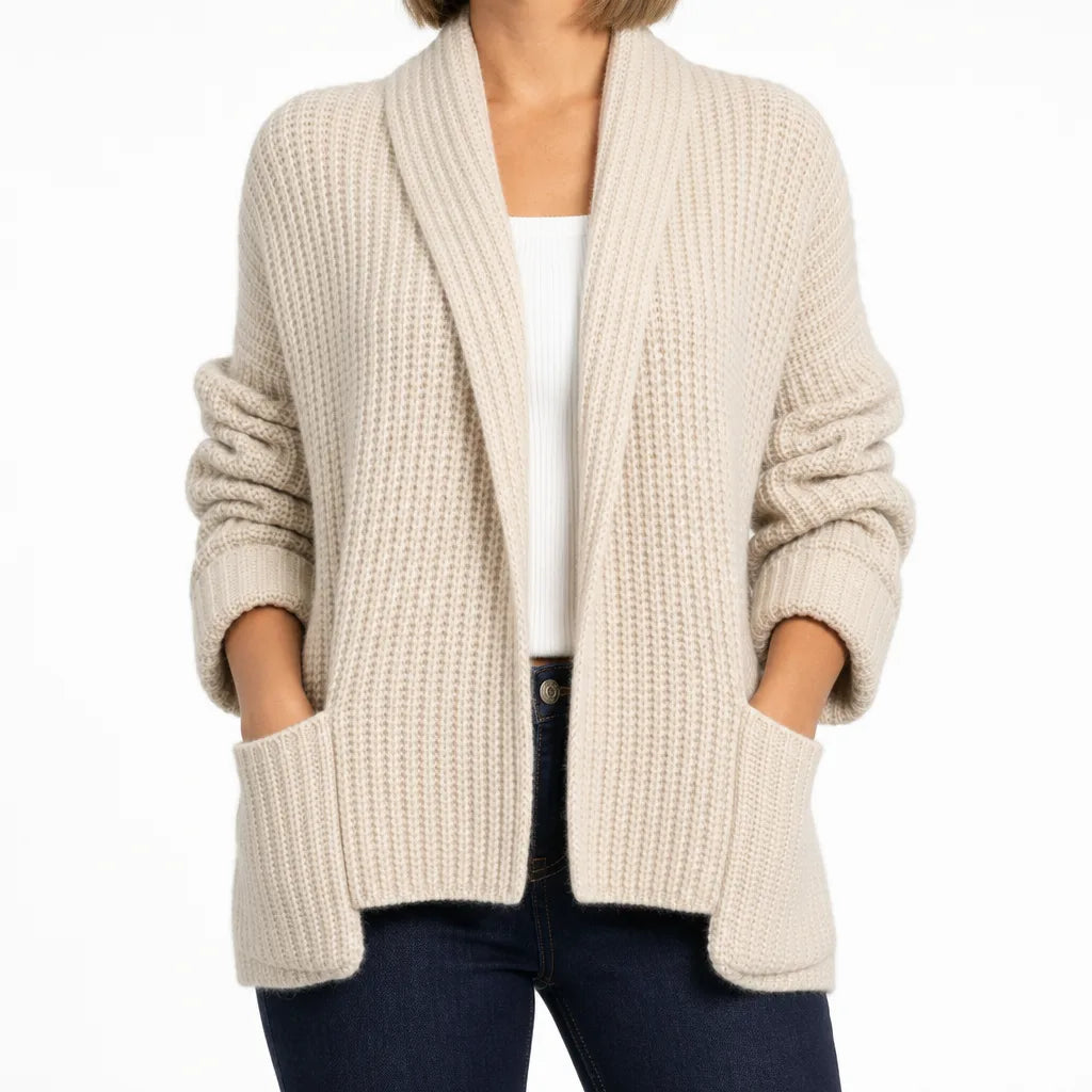 Philippa | Stylish Fall Cardigan - Color:Beige;Size:XS