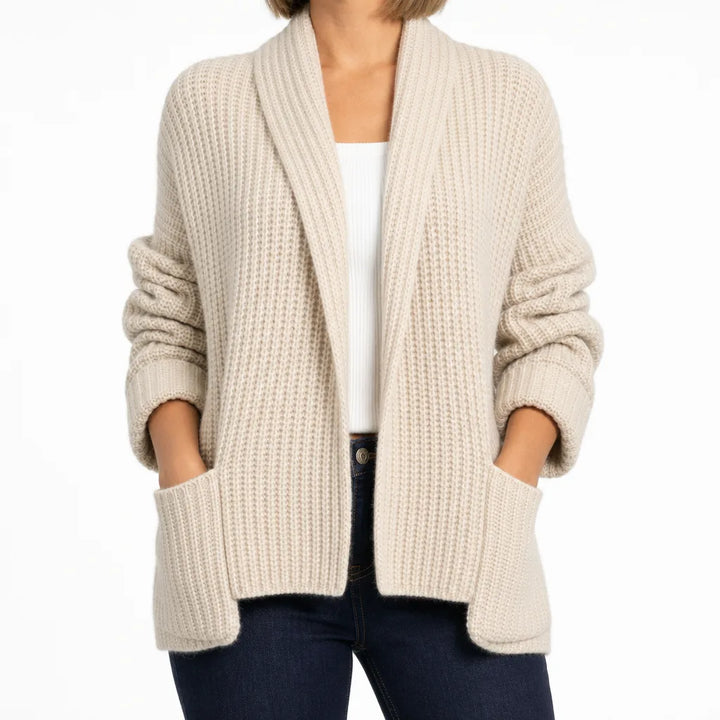 Philippa | Stylish Fall Cardigan - Color:Beige;Size:XS