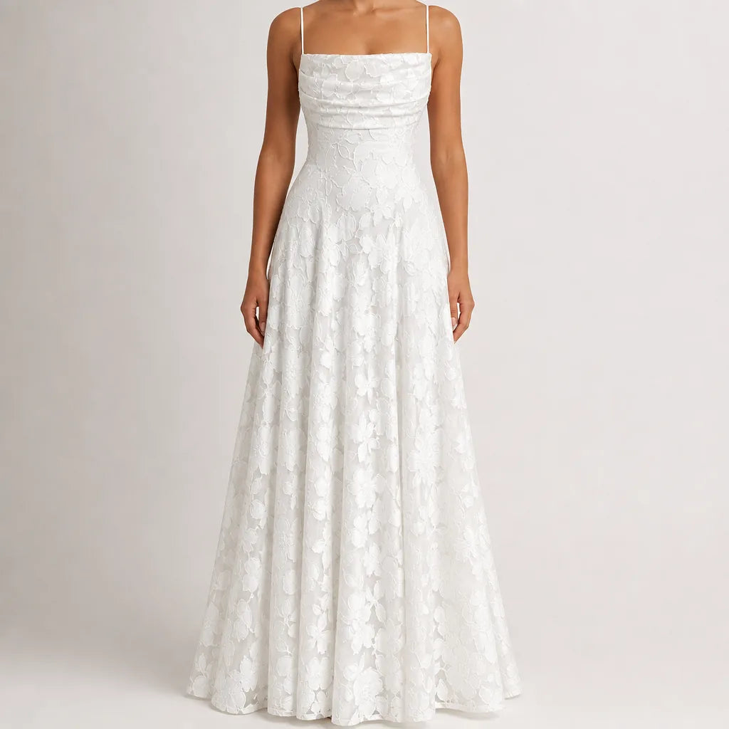 Philippa | Women's Fall Homecoming Maxi Dress - Color:White;Size:XS