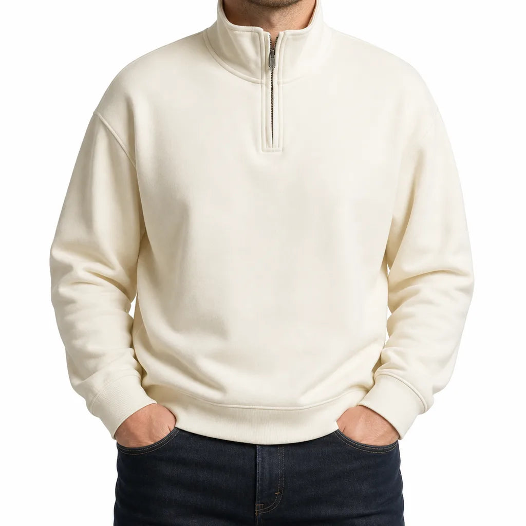 Phillips Fleece Half-Zip Sweater - Color:Beige;Size:XS