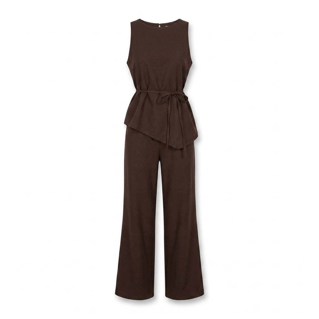 Phoebe Sleeveless Set - Color:Coffee;Size:XXS