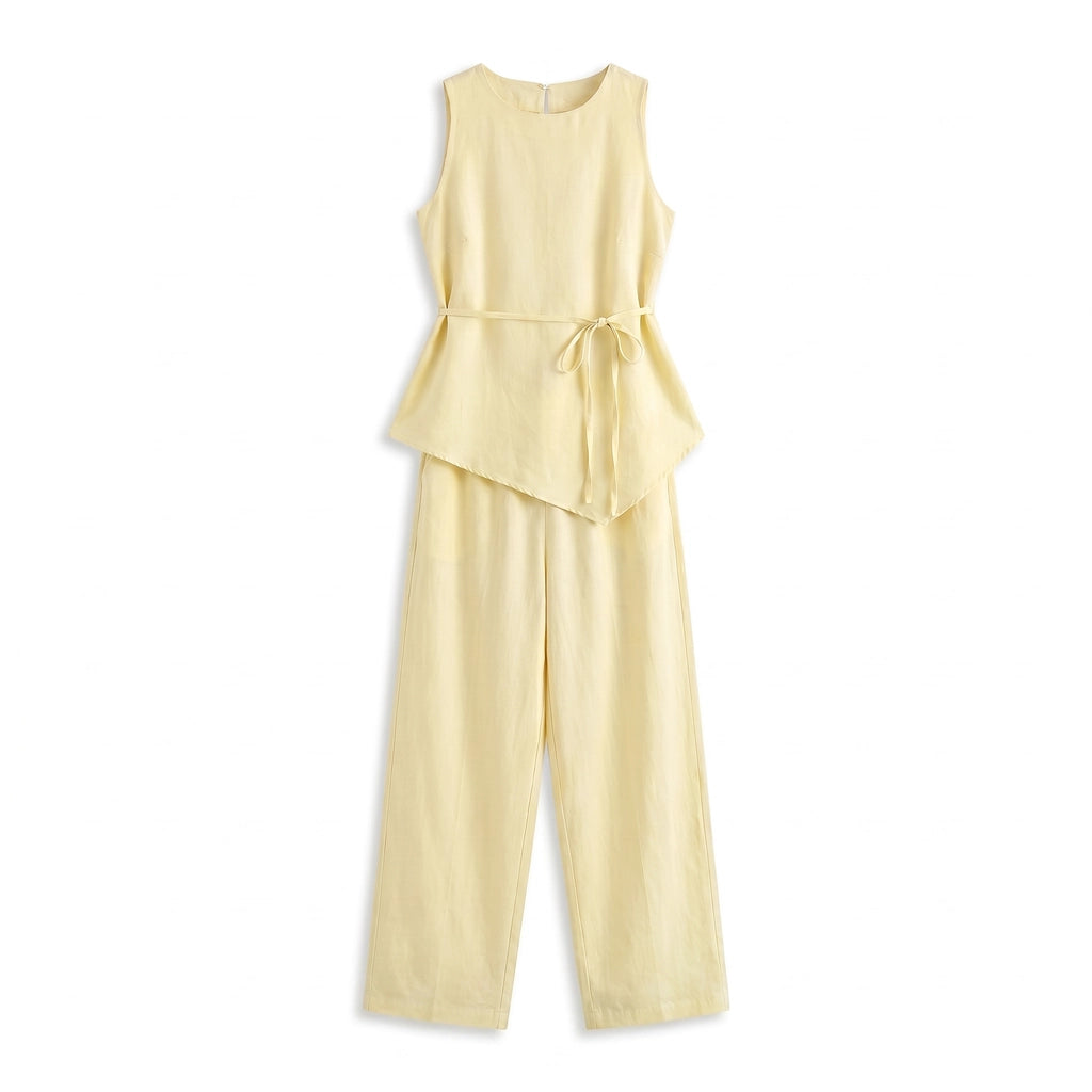 Phoebe Sleeveless Set - Color:Light Yellow;Size:XXS