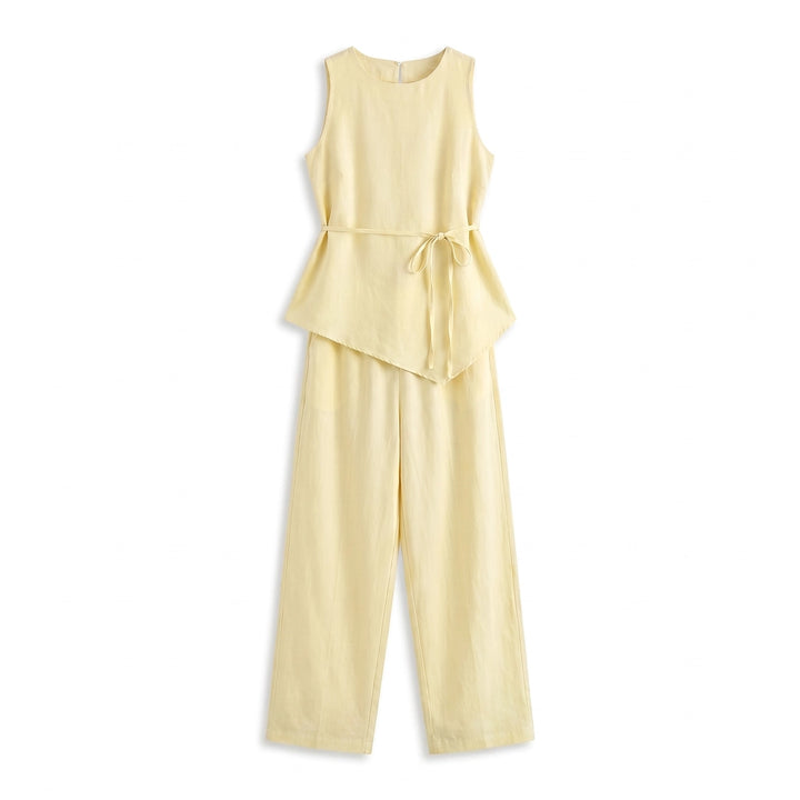 Phoebe Sleeveless Set - Color:Light Yellow;Size:XXS