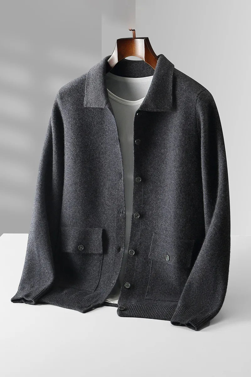 Men's Black Pierson | Men's 100% Cashmere Cardigan