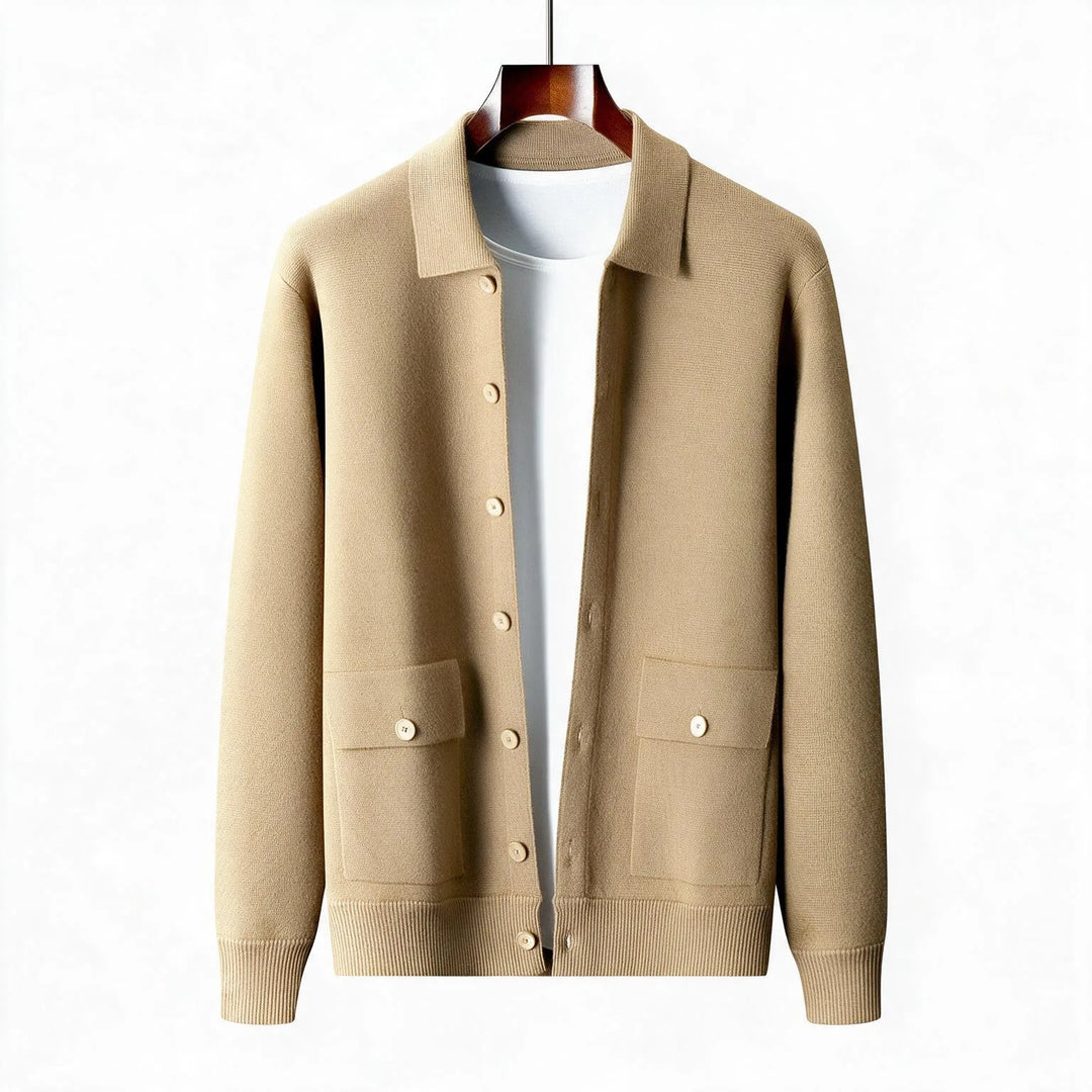 Pierson | Men's 100% Cashmere Cardigan - Color:Camel;Size:XS