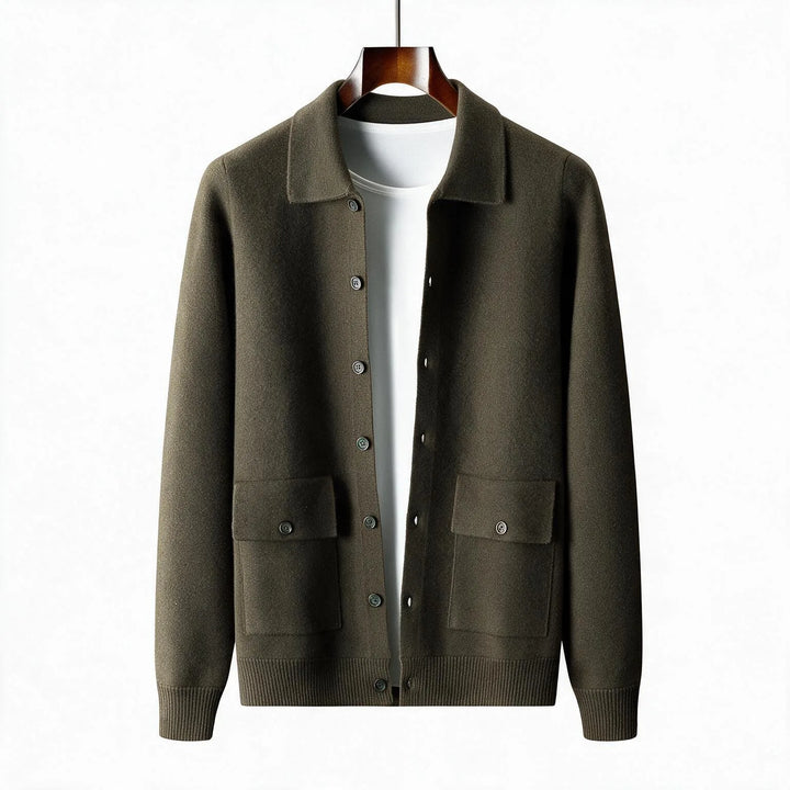 Pierson | Men's 100% Cashmere Cardigan - Color:Green;Size:XS