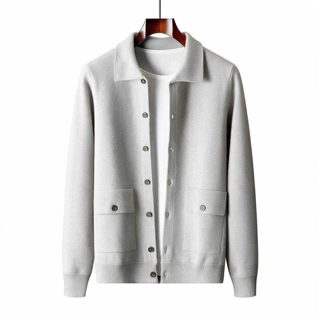 Pierson | Men's 100% Cashmere Cardigan - Color:Ivory;Size:XS