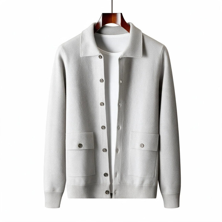 Pierson | Men's 100% Cashmere Cardigan - Color:Ivory;Size:XS