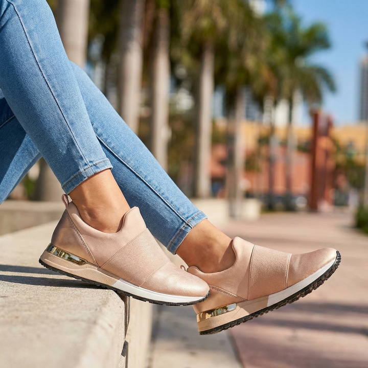 Pink Avery Mesh Wedge Loafers 1