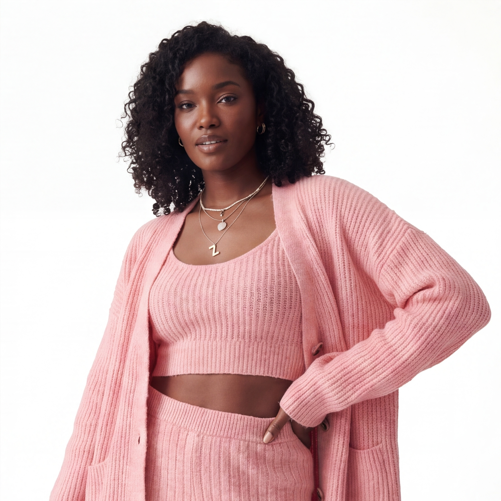 Pink Julianna Knit Three-Piece Set 3