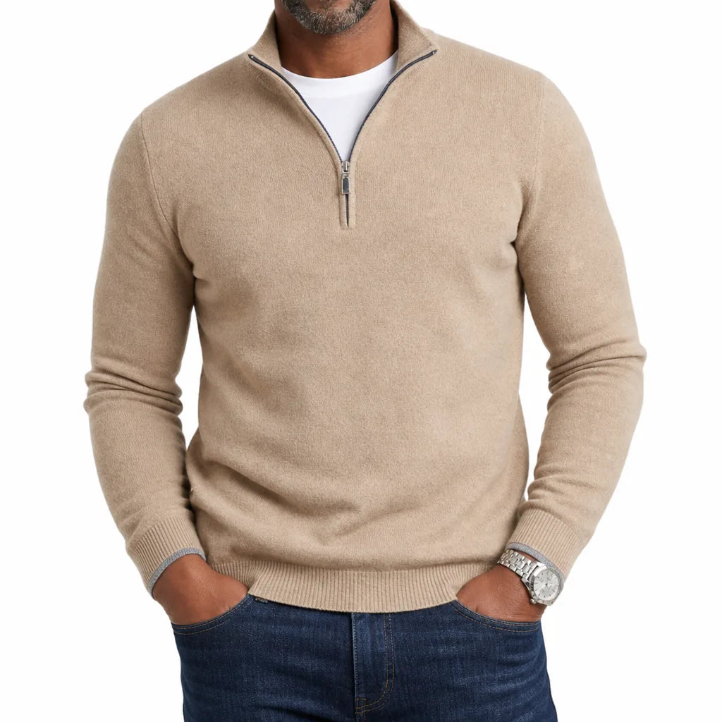 Pinkerton | Mens Fall V-Neck Sweater - Color:Beige;Size:XS