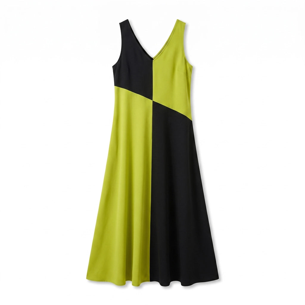 Poppie Colorblock Dress - Color:Lime Green;Size:XS