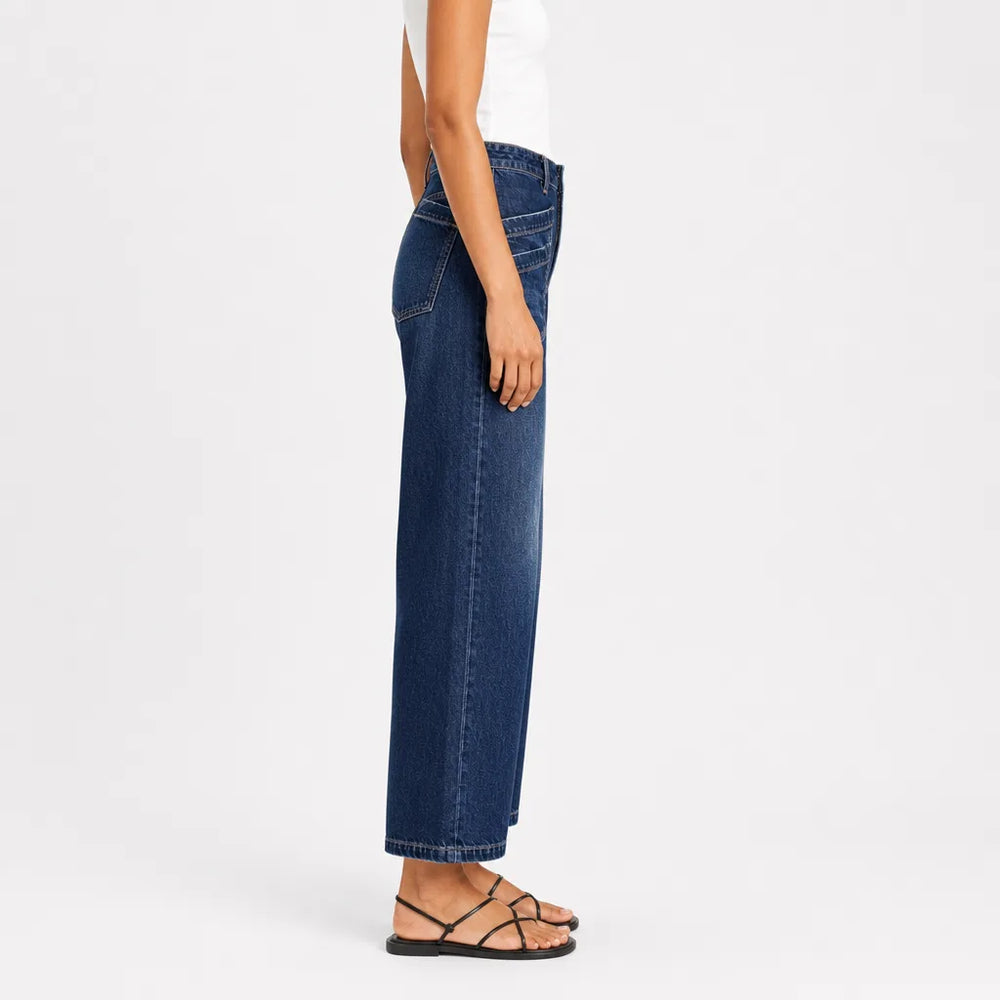 Women's Blue Poppy Pocket Wide-Leg Jeans