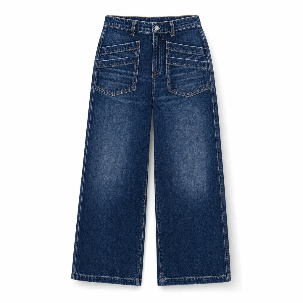 Poppy Wide-Leg Jeans - Color:Blue;Size:L