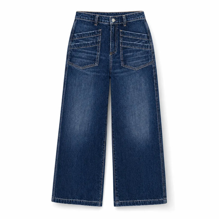 Poppy Wide-Leg Jeans - Color:Blue;Size:L